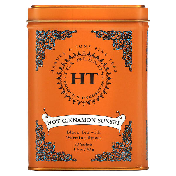 Harney & Sons, Black Tea With Warming Spices, Hot Cinnamon Sunset, 20 Tea Sachets, 1.4 oz (40 g)