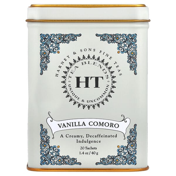 Harney & Sons, HTティーブレンド、バニラコモロ、カフェインレス、ティーバッグ20袋、40g(1.4オンス)