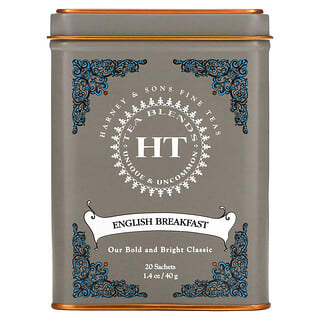 Harney & Sons, Mezcla de tés HT, Desayuno inglés, 20 saquitos de té, 40 g (1,4 oz)