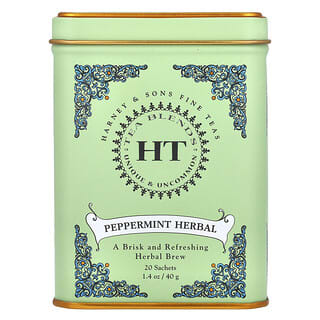 Harney & Sons, HT Tea Blends, Peppermint Herbal, Caffeine Free, 20 Sachets, 1.4 oz (40 g)