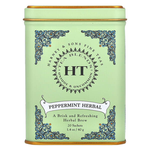 Harney & Sons, Campuran Teh HT, Herba Pudina, Tanpa Kafein, 20 Sachet, 1.4 oz (40 g)
