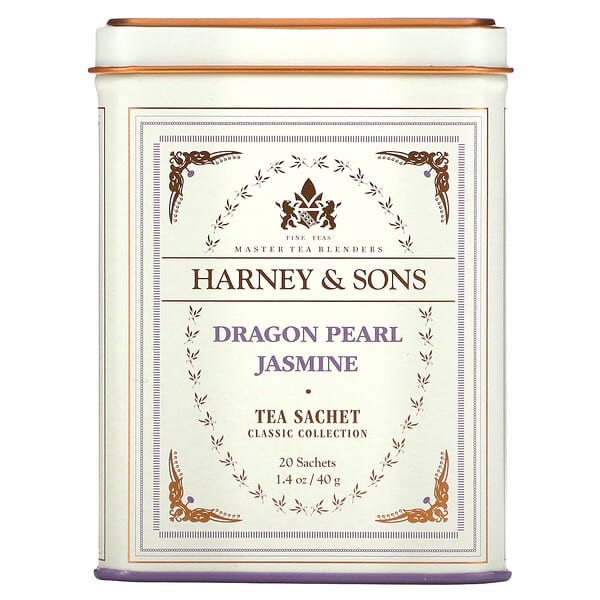 Harney & Sons, ドラゴンパールジャスミン、ティーサシェ20個入り、1.4 oz (40 g)