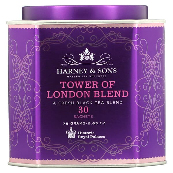 Harney & Sons, смесь «Лондонский Тауэр», освежающий черный чай, 30 пакетиков, 75 г (2,67 унции)