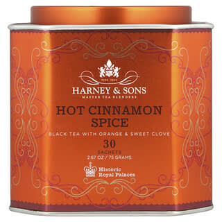 Harney & Sons, Hot Cinnamon Spice, Schwarztee mit Orange und süßer Nelke, 30 Beutel, 75 g (2,67 oz.)