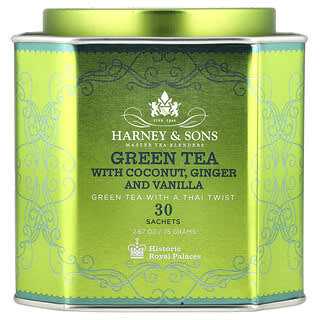 Harney & Sons, Green Tea with Coconut, Ginger and Vanilla, 30 Sachets, 2.67 oz (75 g)