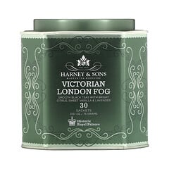Harney & Sons, Victorian London Fog, Smooth Black Tea With Bright Citrus, Sweet Vanilla & Lavender, 30 Sachets, 2.67 oz (75 g)