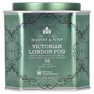 Harney & Sons, Victorian London Fog, Smooth Black Tea With Bright Citrus, Sweet Vanilla & Lavender, 30 Sachets, 2.67 oz (75 g)