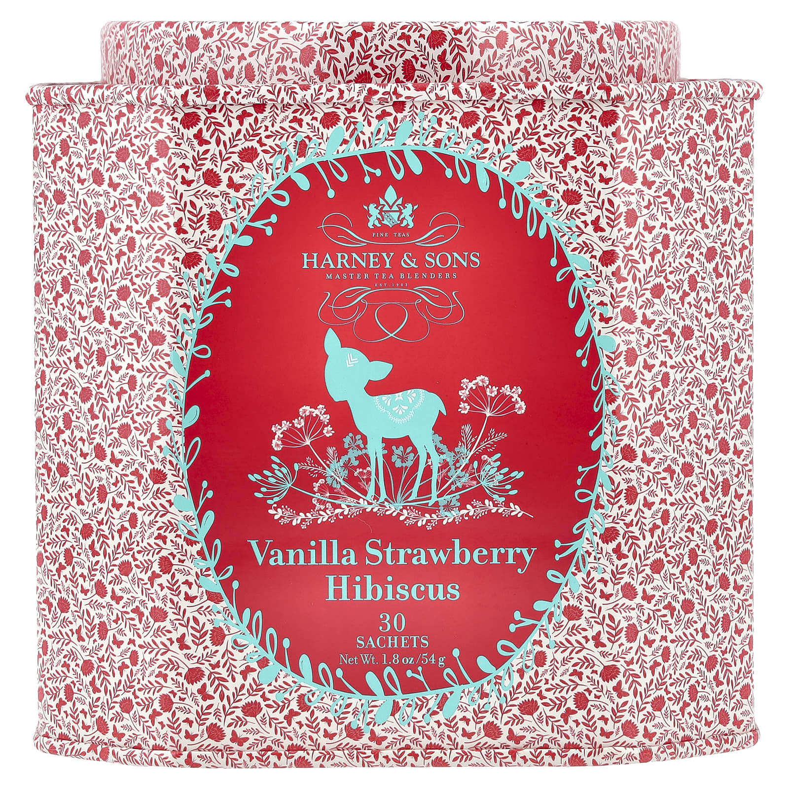 Harney & Sons, чай с ванилью, клубникой и гибискусом, 30 пакетиков, 54 г (1,8 унции)