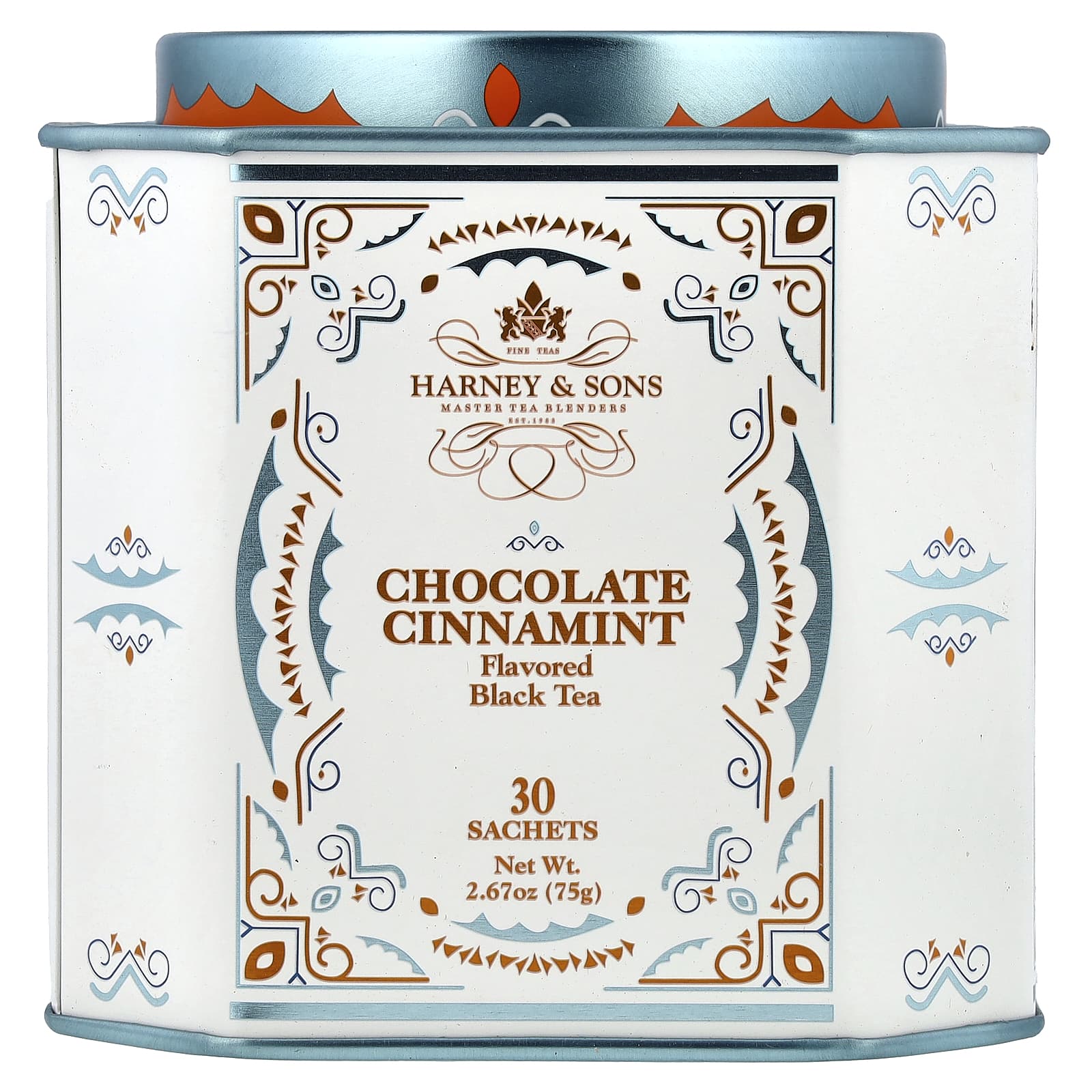 Harney & Sons, черный чай, шоколад и корица, 30 пакетиков, 75 г (2,67 унции)