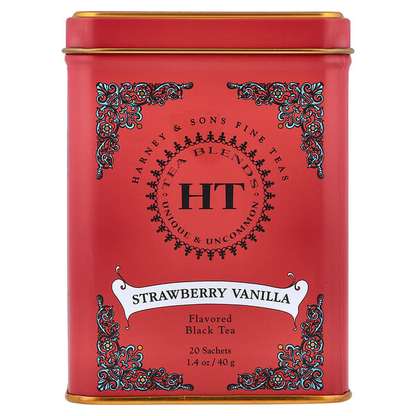 Harney & Sons, 홍차, 딸기 바닐라, 20팩, 40g(1.4oz)