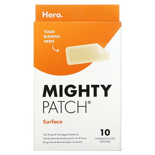 Hero Cosmetics, لاصقات سطحية فعالة (Mighty Patch)، 10 أشرطة