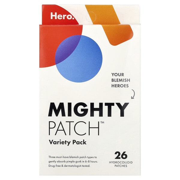 Hero Cosmetics, Mighty Patch™ 버라이어티 팩, 하이드로콜로이드 패치 26매