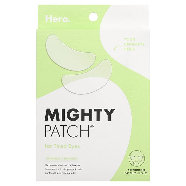 هيرو كوزمتيكس‏, Mighty Patch® ، للعيون المتعبة ، 6 لاصقات جلوس مائية