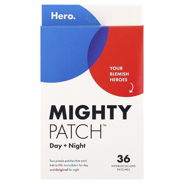 Hero Cosmetics, Mighty 패치™, 데이+나이트, 하이드로콜로이드 패치 36개입