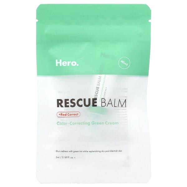 Hero Cosmetics, Rescue Balm + Red Correct, Mini, 0.169 fl oz (5 ml)