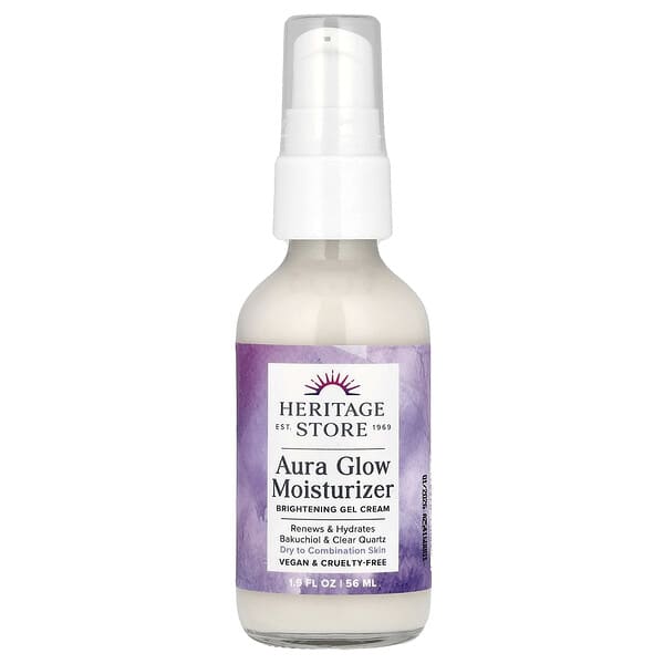Heritage Store, 아우라 글로우 모이스처라이저, 브라이트닝 젤 크림, 56ml(1.9fl oz)