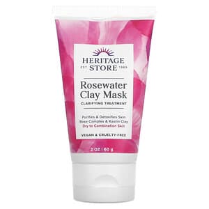 Heritage Store, Rosewater Clay Mask, Dry To Combination Skin, 2 oz (60 g)