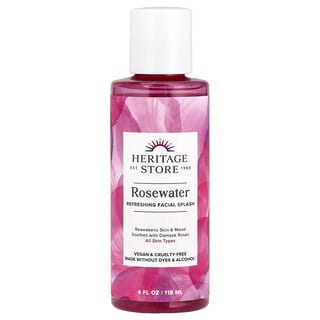 Heritage Store, Agua de rosas, Splash facial refrescante, 118 ml (4 oz. Líq.)