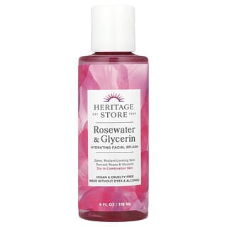 Heritage Store, Rosewater & Glycerin, Hydrating Facial Splash, 4 fl oz (118 ml)