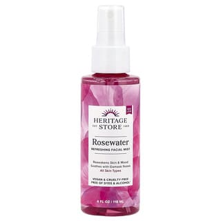 Heritage Store, Rosewater, Rosenwasser, Zerstäuberspray, Rosenblütenblätter, 118 ml (4 fl. oz.)