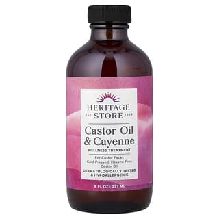 Heritage Store, ulei de ricin și ardei cayenne, tratament de wellness, 237 ml