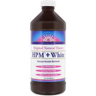 Heritage Store, HPM + White, Hydrogen Peroxide Mouthwash, Super Whitening Power, 16 fl oz (480 ml)