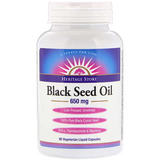 Heritage Store, Black Seed Oil, 650 mg, 90 Vegetarian Liquid Capsules