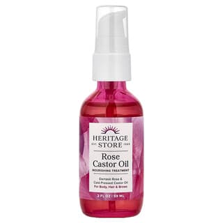 Heritage Store, Ulei de ricin de trandafir, 2 fl oz (59 ml)