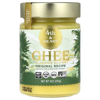4th & Heart, Ghee Clarified Butter, Grass-Fed, Original Recipe, 9 oz (255 g)