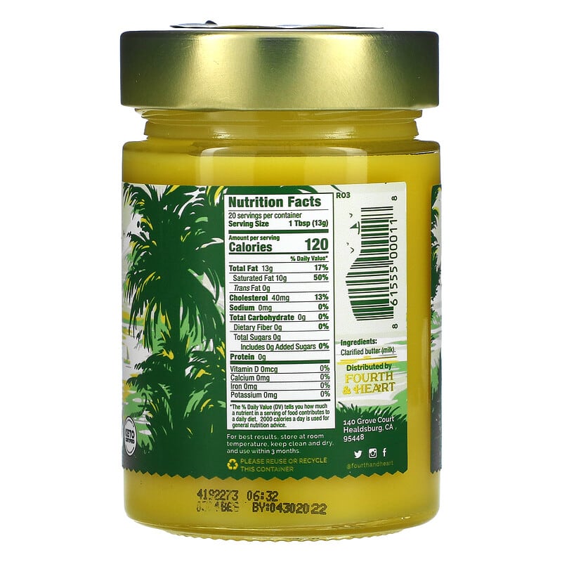  Grass Fed Organic Ghee Clarified Butter From Grass-fed Cows  Paleo Ayurvedic Gluten-Free NON-GMO - Made in USA (Glass Jar) : Grocery &  Gourmet Food
