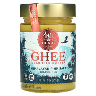4th & Heart, Ghee, Beurre clarifié, Issu d'animaux nourris à l'herbe, Sel rose de l'Himalaya, 225 g
