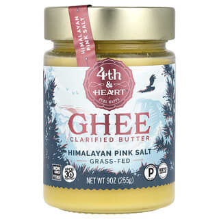 4th & Heart, Ghee Clarified Butter, Ghee-Butterschmalz, von grasgefütterten Kühen, pinkes Himalayasalz, 225 g (9 oz.)