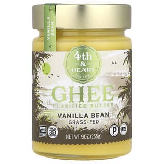 4th & Heart, Ghee Saflaştırılmış Tereyağı, Otla Beslenmiş, Vanilya Çekirdeği, 9 oz (225 g)