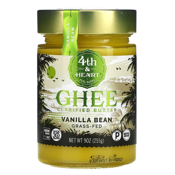 4th & Heart, Ghee Butter, Grass-Fed, Vanilla Bean, 9 oz (225 g)