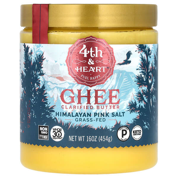 4th & Heart, 기(Ghee) 클래리파이드 버터, 히말라야 핑크 소금, 454g(16oz)