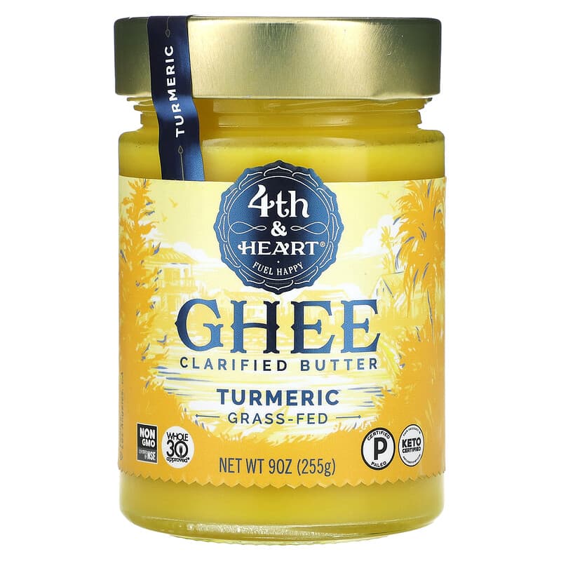 Beurre clarifié au ghee, nourri à l'herbe, curcuma, 255 g