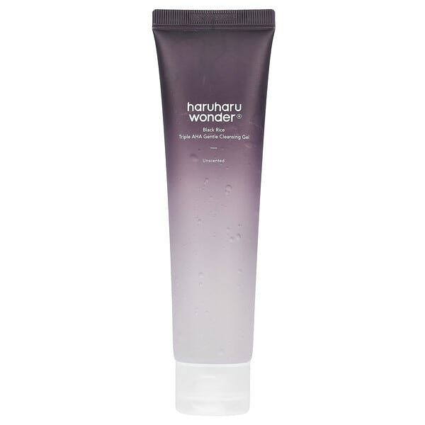 Haruharu, 원더®, 블랙 라이스 트리플 AHA 젠틀 클렌징 젤, 무향, 100ml(3.38fl oz)