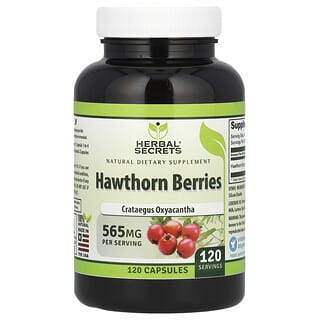Herbal Secrets, Baies d'aubépine, 565 mg, 120 capsules