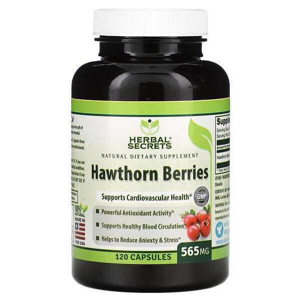 Herbal Secrets, Hawthorn Berries, 565 mg, 120 Capsules