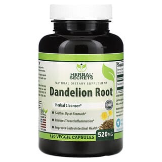 Herbal Secrets, Dandelion Root, 520 mg, 120 Veggie Capsules