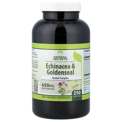 Herbal Secrets, Echinacea & Goldenseal, 250 Vegetarian Capsules