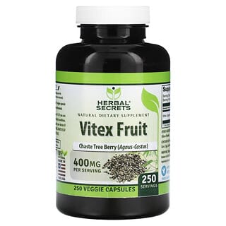 Herbal Secrets, Fruta Vitex, 400 mg, 250 Cápsulas Vegetais
