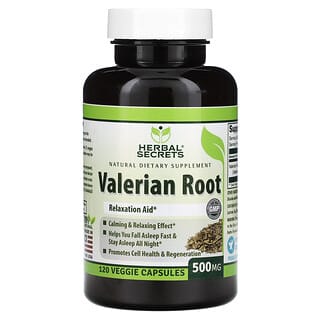 Herbal Secrets, Raiz de Valeriana, 500 mg, 120 Cápsulas Vegetais