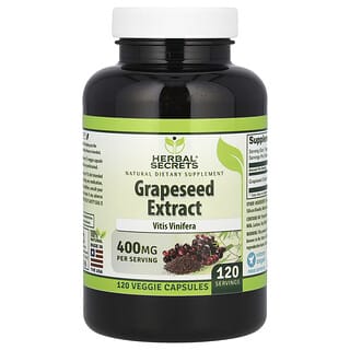 Herbal Secrets, Extrato de Semente de Uva, 400 mg, 120 Cápsulas Vegetais