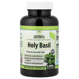 Herbal Secrets, Hellig basilikum, 120 vegetariske kapsler (500 mg pr. kapsel)