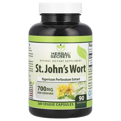 Herbal Secrets, Hypericum perforatum, 700 mg, 180 Vegetarian Capsules (350 mg per capsule)