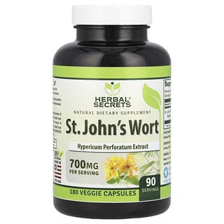 Herbal Secrets, Hierba de San Juan, 700 mg, 180 cápsulas vegetales (350 mg por cápsula)