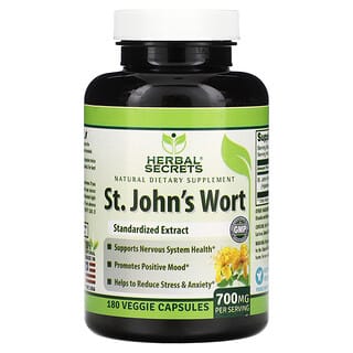Herbal Secrets, St. John's Wort, 700 mg, 180 Veggie Capsules (350 mg per Capsule)