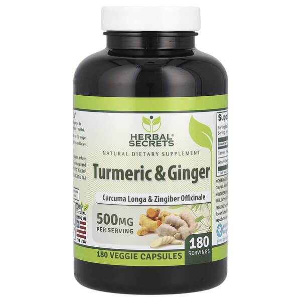 Turmeric & Ginger, 500 mg, 180 Veggie Capsules