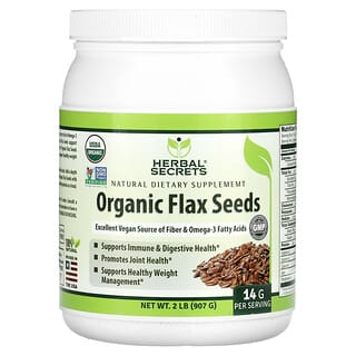 هيربال سيكريتس‏, Organic Flax Seeds, 2 lb (907 g)